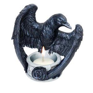 Alchemy Gothic Raven Tea Light Candle Holder NEW